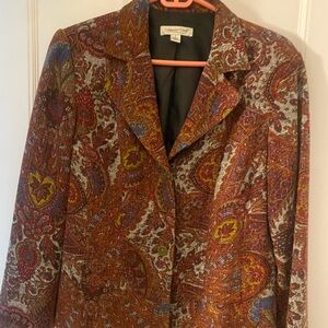 Coldwater Creek Brown and Red Blazer Elegant Brocade Design